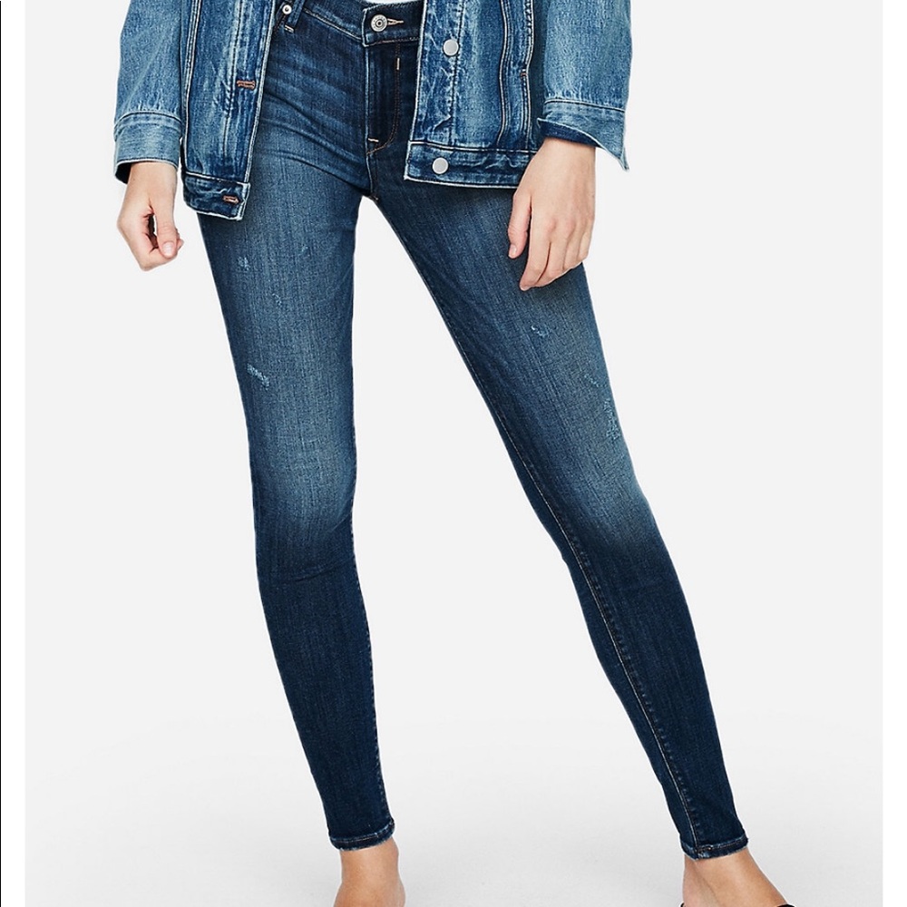 Express mid rise legging. Dark/Med wash. Like new.